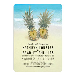 Pineapple Tropical Beach Destination Wedding Invitation