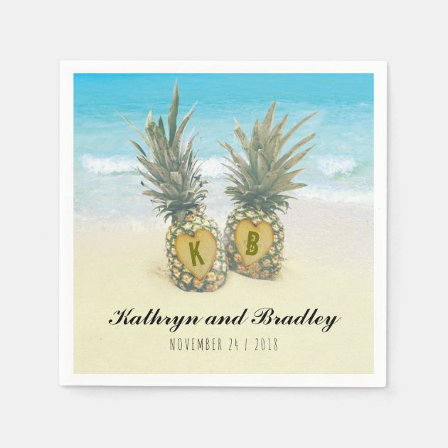 Pineapple Tropical Beach Destination Wedding Napkin