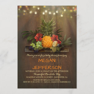 Pineapple Tropical Beach Lights Luau Baby Shower Invitation