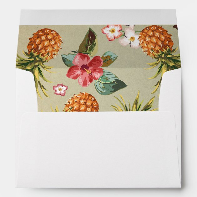 Pineapple Tropical Beach Wedding Envelope