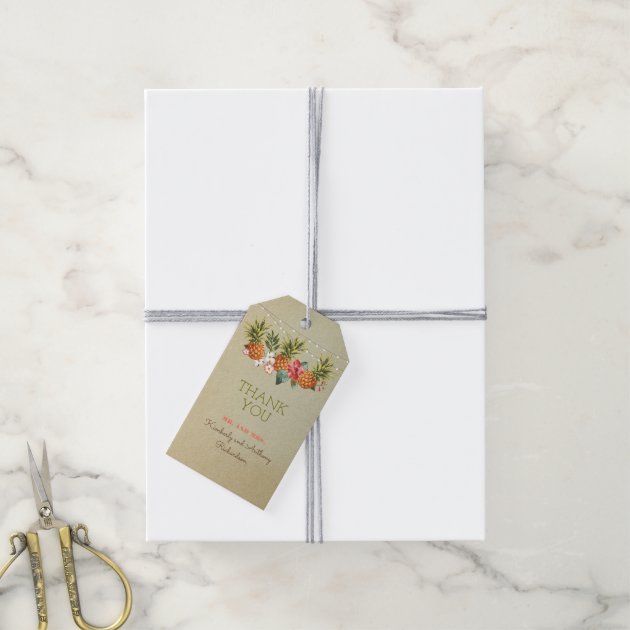 Pineapple Tropical Beach Wedding Gift Tags