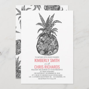 Pineapple Tropical Beach Wedding Invitation