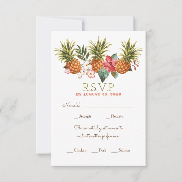 Pineapple Tropical Beach Wedding Rsvp