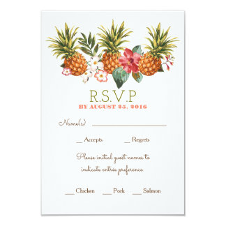 pineapple tropical beach wedding rsvp card