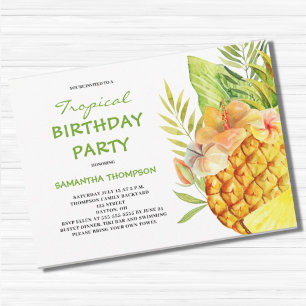 Pineapple Tropical Birthday Party Invitation