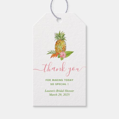 Pineapple Tropical Bridal Shower Thank  Gift Tags