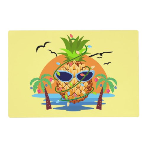 Pineapple Tropical Christmas Laminated  Placemat