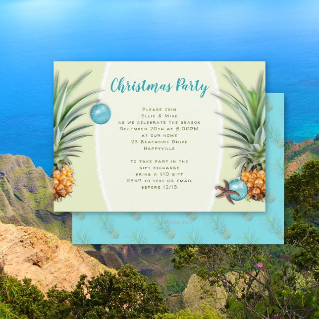 Pineapple Tropical Christmas Party Invitation (Creator Uploaded)