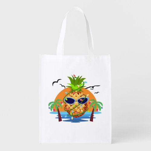 Pineapple Tropical Christmas Reusable Grocery Tote