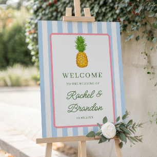 Pineapple Tropical Coastal Wedding Welcome Sign, Foam Board