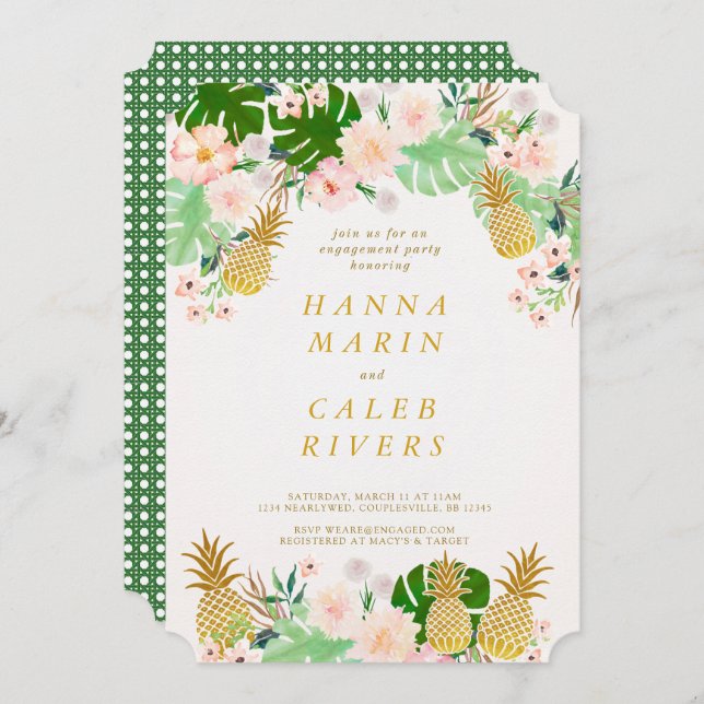 Pineapple Tropical Engagement Invitation (Front/Back)