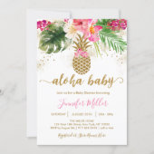 Pineapple Tropical Floral Aloha Baby Shower Invitation (Front)