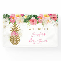 Pineapple Tropical Floral Baby Shower Banner