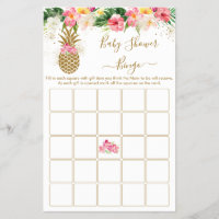 Pineapple Tropical Floral Baby Shower Bingo Game