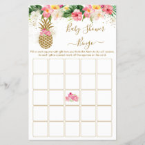 Pineapple Tropical Floral Baby Shower Bingo Game
