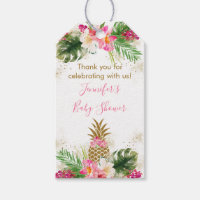 Pineapple Tropical Floral Baby Shower Gift Tags