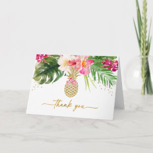 Pineapple Tropical Floral Baby Shower Letterpress Thank You Card