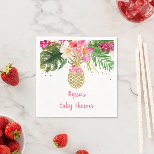Pineapple Tropical Floral Baby Shower Napkins