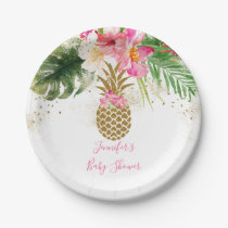 Pineapple Tropical Floral Baby Shower Paper Plates