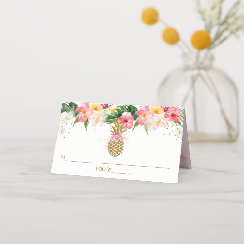 Pineapple Tropical Floral Baby Shower Place Card