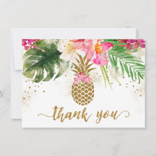 Pineapple Tropical Floral Baby Shower Thank You Card