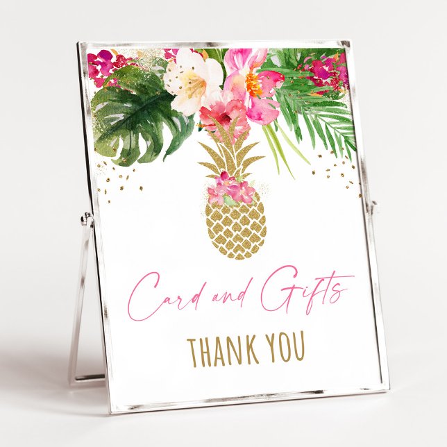 Pineapple Tropical Floral Birthday Gifts Sign (Creator Uploaded)