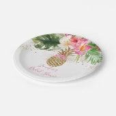 Pineapple Tropical Floral Bridal Shower Paper Plates (Angled)