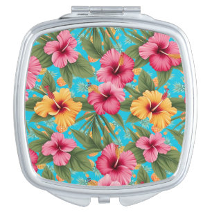 Pineapple tropical floral compact mirror
