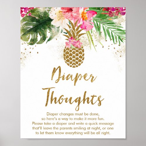 Pineapple Tropical Floral Diaper Thoughts Poster