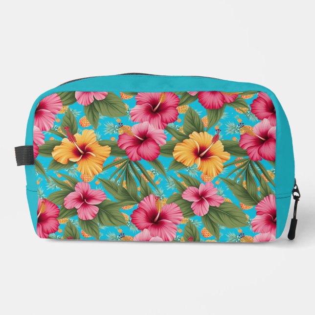 Pineapple tropical floral dopp kit (Front)