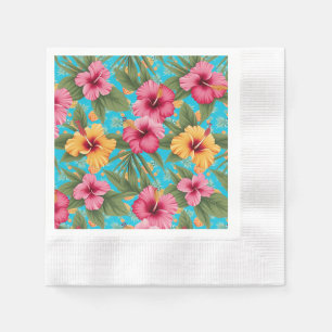 Pineapple tropical floral napkins