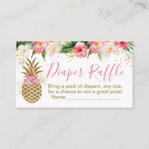 Pineapple Tropical Floral Shower Diaper Raffle Enclosure Card