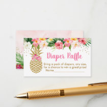 Pineapple Tropical Floral Shower Diaper Raffle Enclosure Card