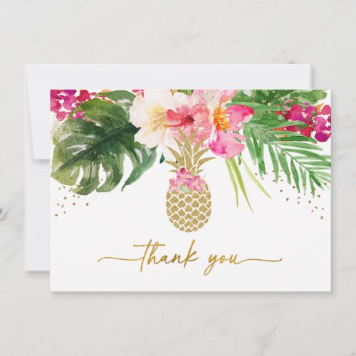 Pineapple Tropical Floral Thank You Card
