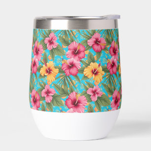 Pineapple tropical floral thermal wine tumbler