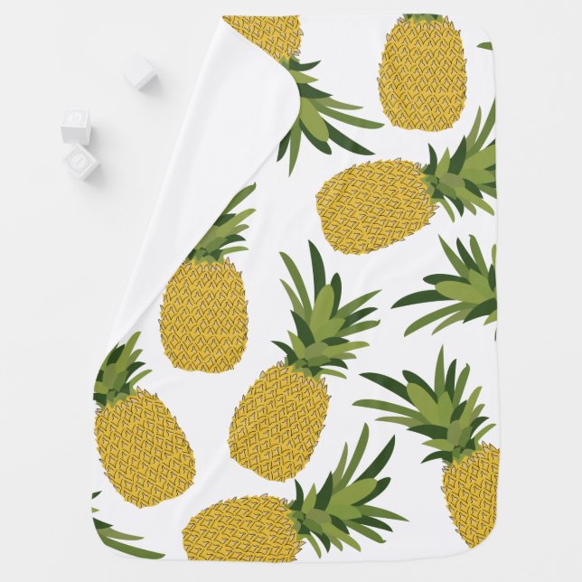Pineapple Tropical Fruit Design Baby Blanket (In Situ)