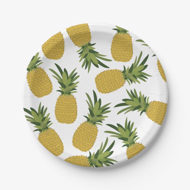 Pineapple Tropical Fruit Design Paper Plates (Front)