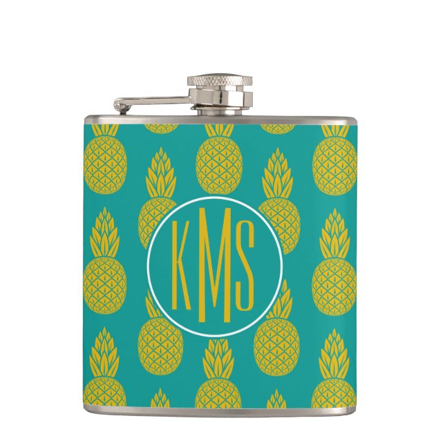 Pineapple Tropical Fruit | Monogram Flask (Front)