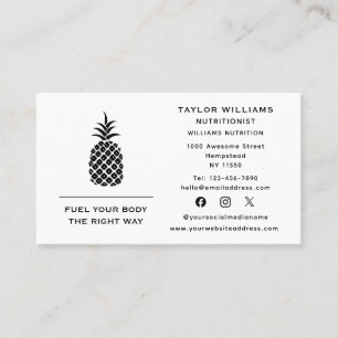 Pineapple Tropical Fruit Nutritionist Social Media Business Card