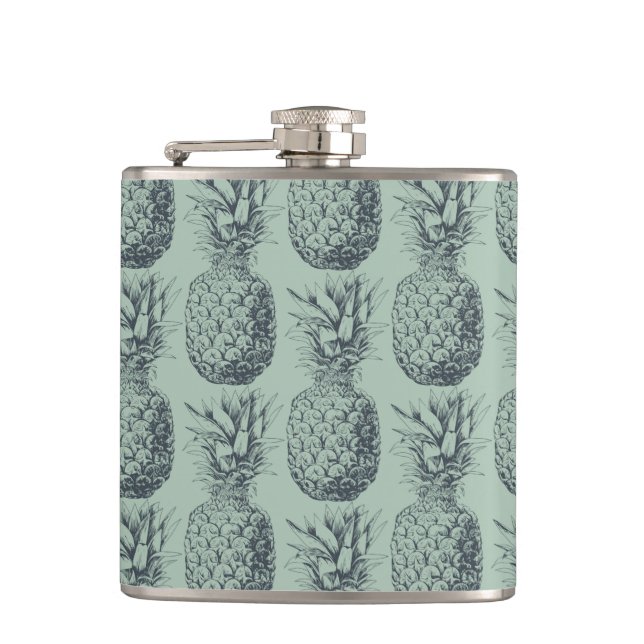 Pineapple, tropical fruit pattern design flask (Front)