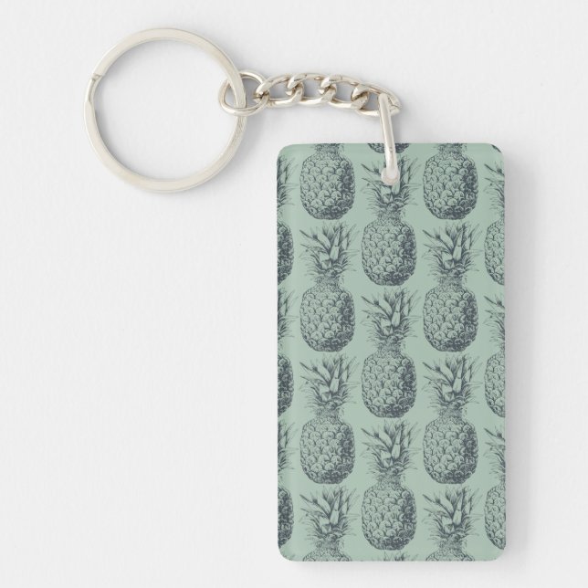 Pineapple, tropical fruit pattern design keychain (Front)