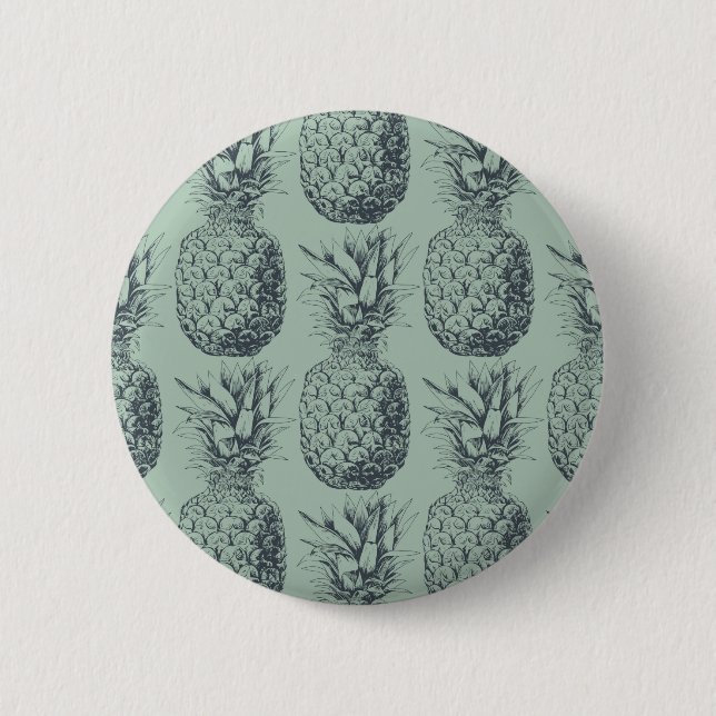 Pineapple, tropical fruit pattern design pinback button (Front)