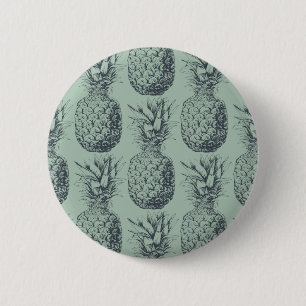Pineapple, tropical fruit pattern design pinback button