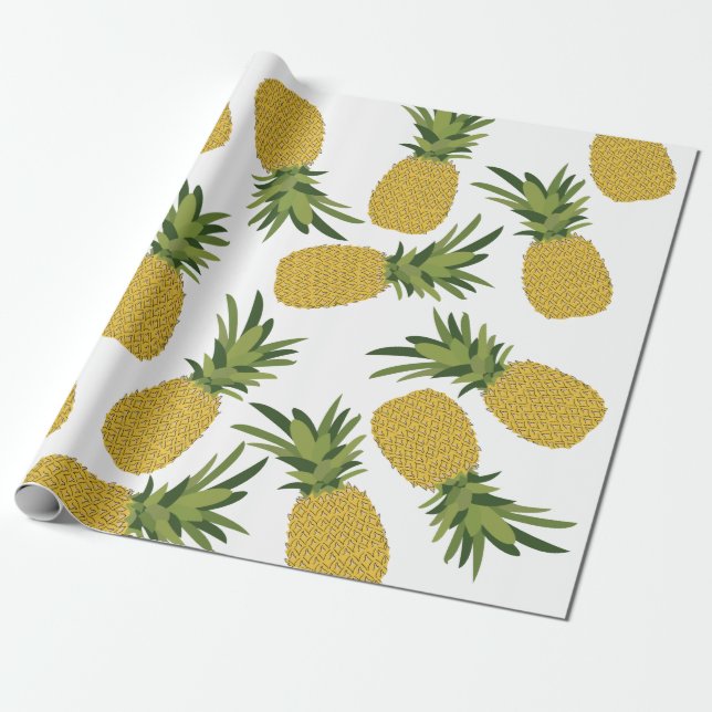 Pineapple Tropical Fruit Pattern Wrapping Paper (Unrolled)