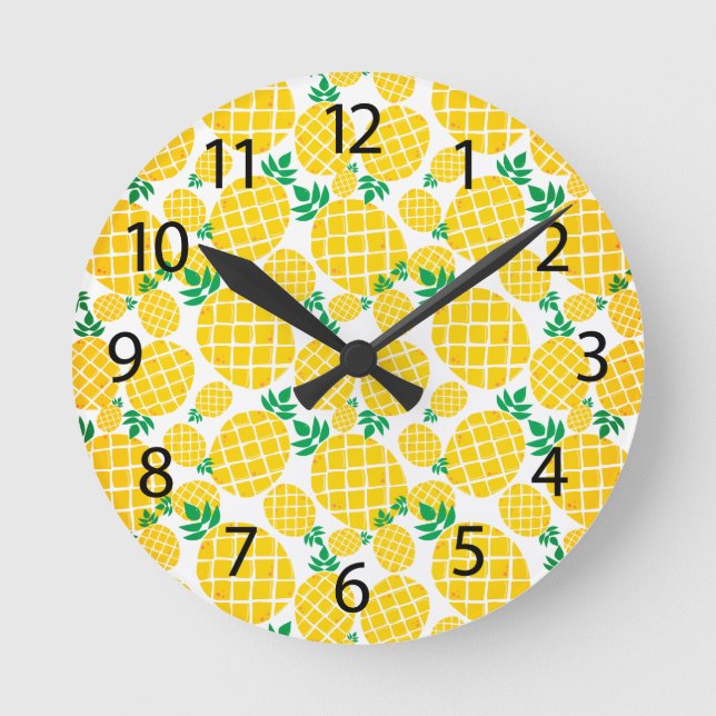 Pineapple Tropical Fruit Wall Round Clock (Front)