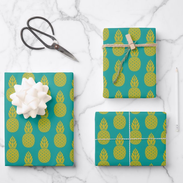 Pineapple Tropical Fruit Wrapping Paper Sheets (Front)