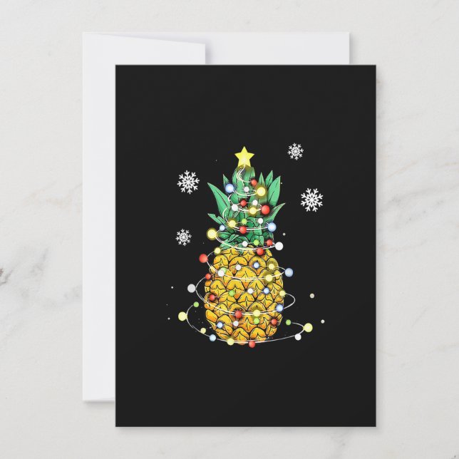 Pineapple Tropical Fruits Pineapple Christmas Ligh Invitation (Front)