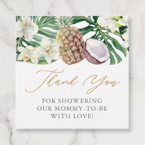 Pineapple Tropical Leaves Baby Shower Thank You Favor Tags