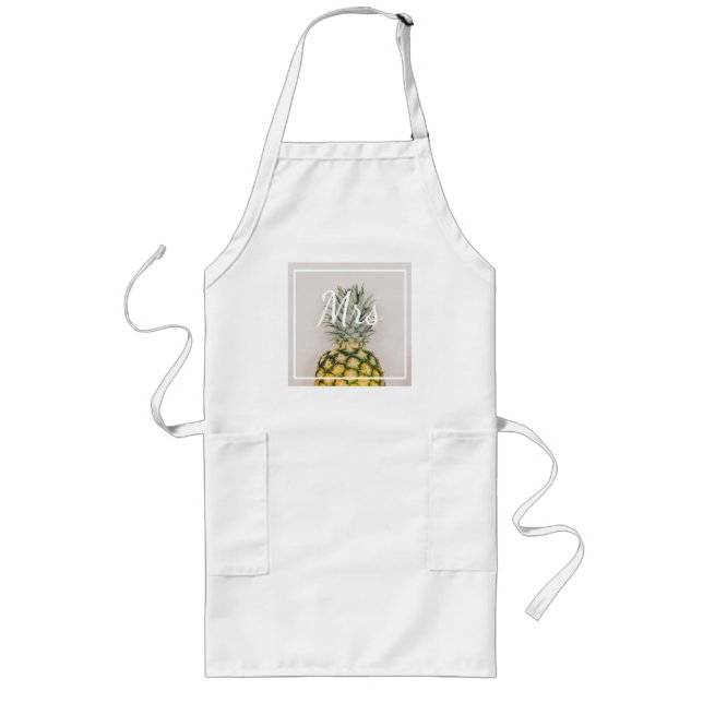Pineapple Tropical Mrs Bride Long Apron (Front)