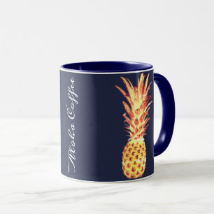 Pineapple Tropical Navy Blue Aloha Coffee Mug